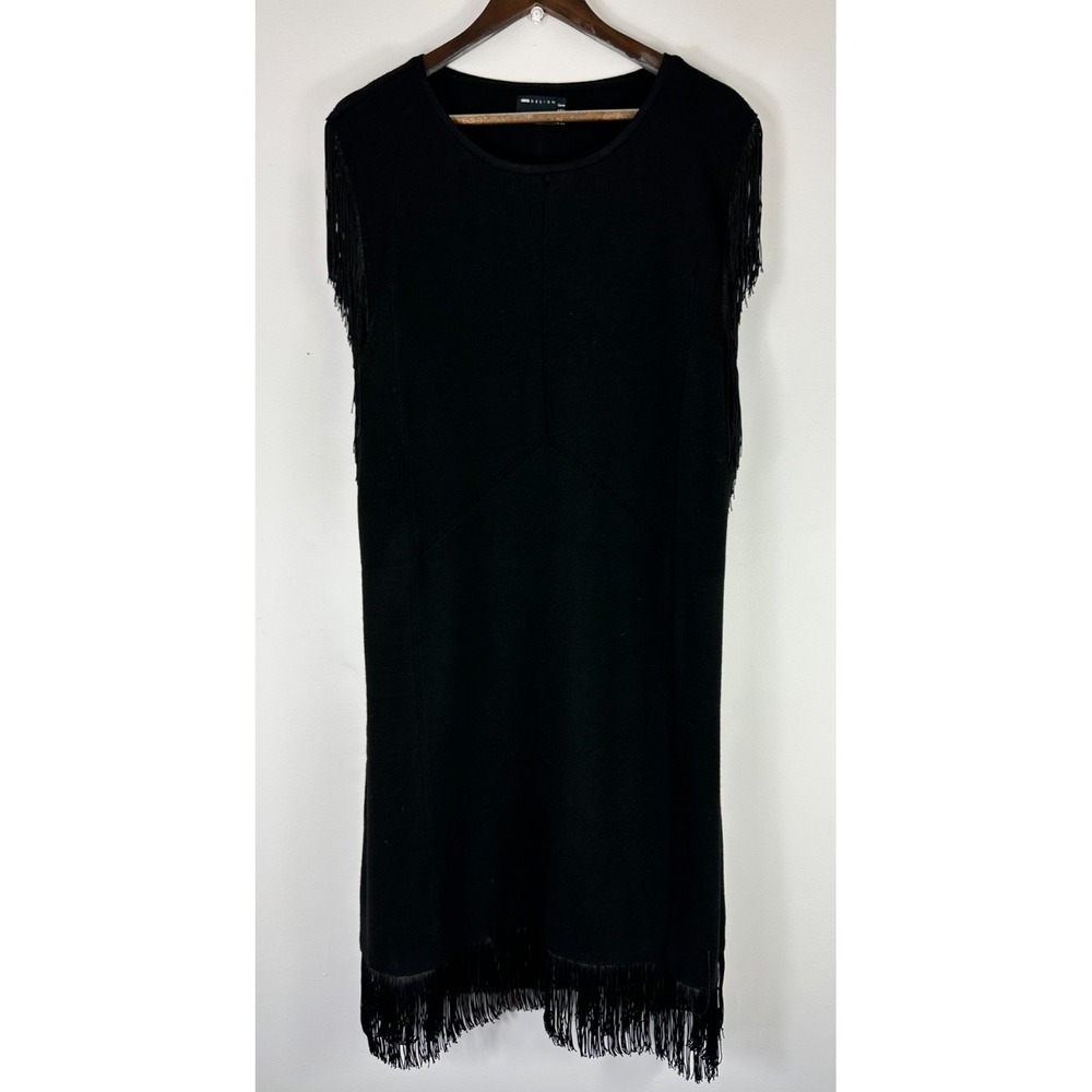 ASOS DESIGN Fringe Knit Dress Womens US 22 Black Sleeveless Western Boho Edgy